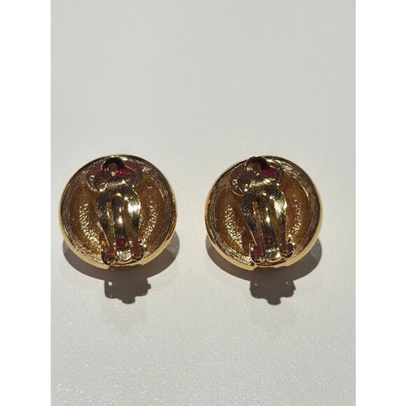 Vintage Givenchy 1978 Signed Gold Tone White Enamel Clip-On Earrings - Picture 4 of 4